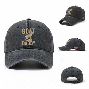 Goat Daddy Washed Cotton Baseball Cap Funny Goat Father Vintage TS11 Washed Cap Universal Fit Dark Gray Print Your Wear