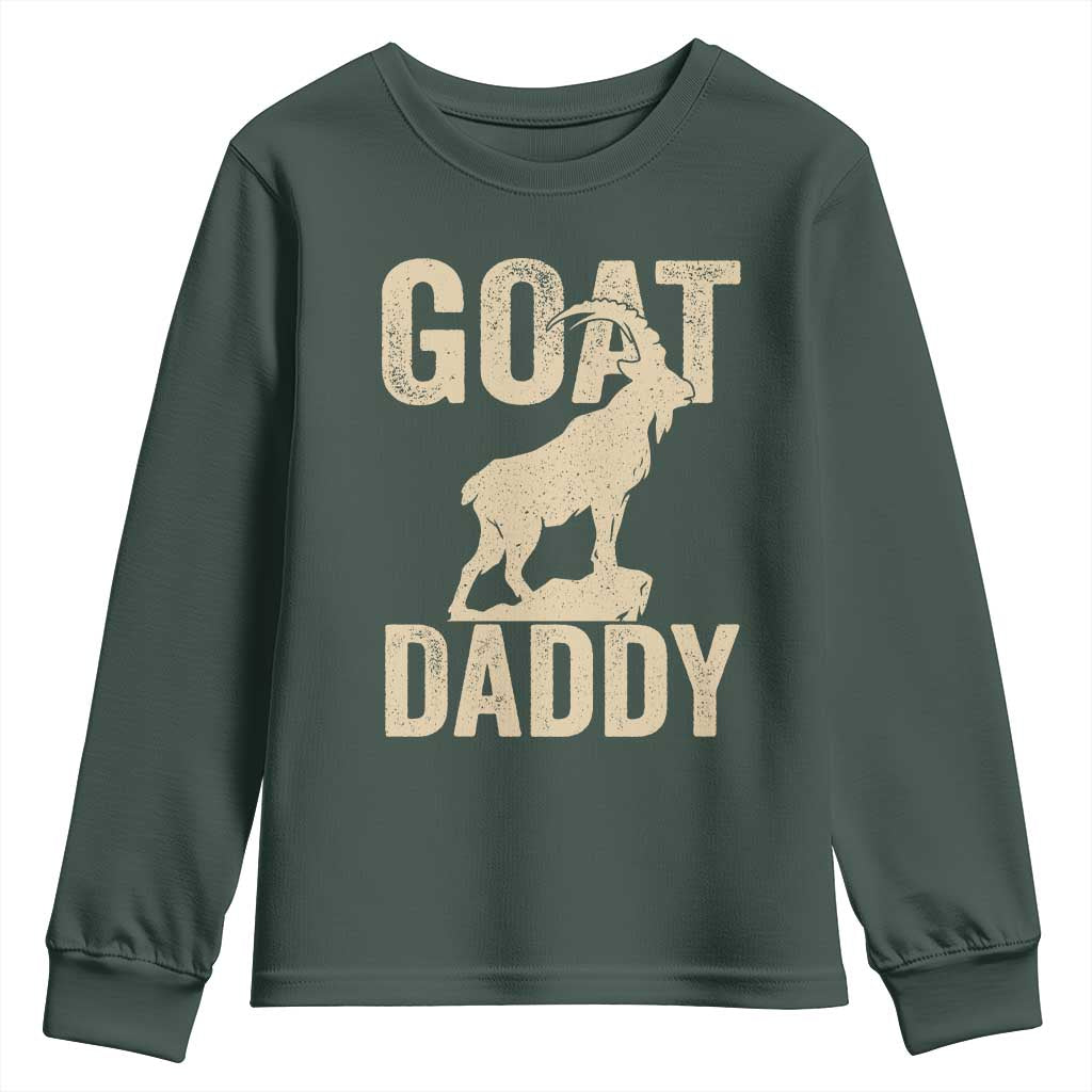 Goat Daddy Youth Sweatshirt Funny Goat Father Vintage TS11 Dark Forest Green Print Your Wear