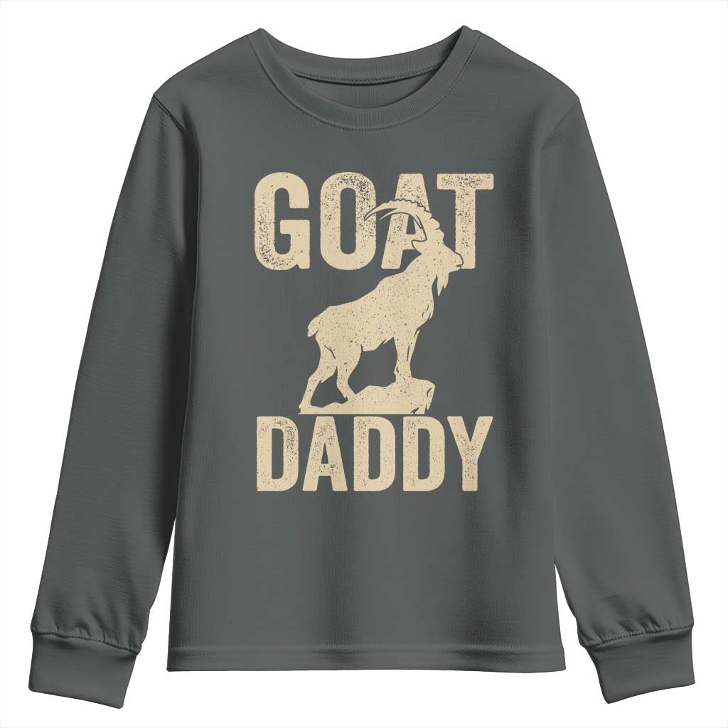 Goat Daddy Youth Sweatshirt Funny Goat Father Vintage TS11 Dark Heather Print Your Wear