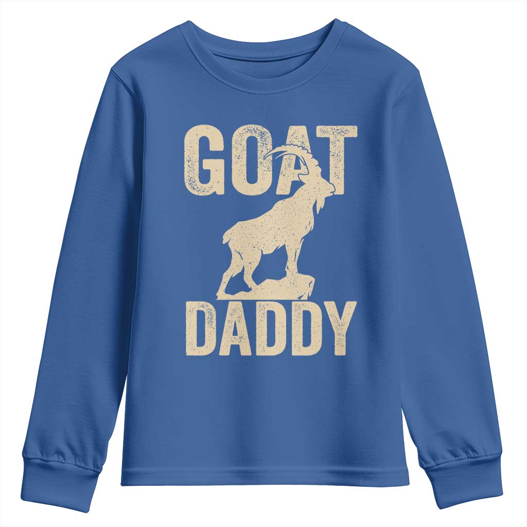 Goat Daddy Youth Sweatshirt Funny Goat Father Vintage TS11 Royal Blue Print Your Wear