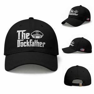 The Dockfather Baseball Cap Funny Boat Captain Dad Boating Humor Father's Day TS11 Baseball Cap Universal Fit Black Print Your Wear
