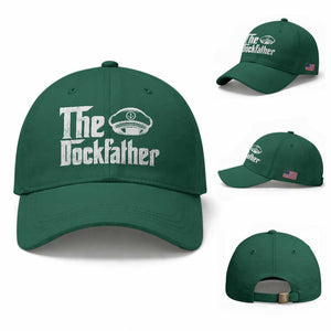 The Dockfather Baseball Cap Funny Boat Captain Dad Boating Humor Father's Day TS11 Baseball Cap Universal Fit Irish Green Print Your Wear