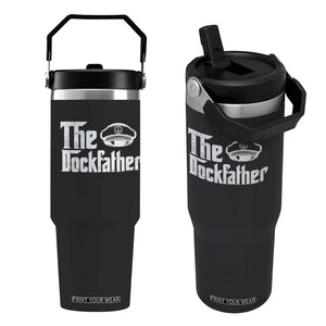 The Dockfather Flip Straw Tumbler Funny Boat Captain Dad Boating Humor Father's Day TS11 One Size: 30 oz Black Print Your Wear