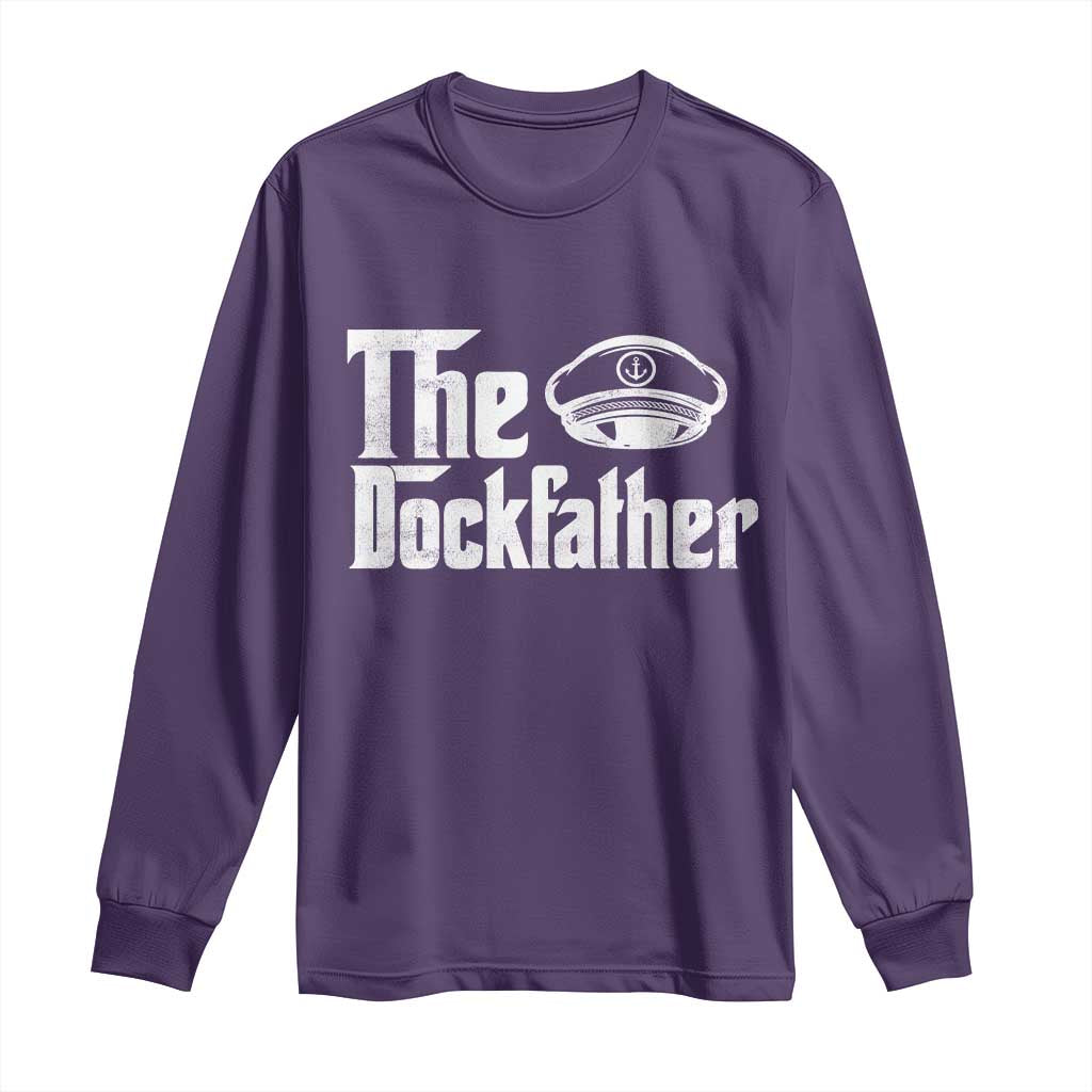 The Dockfather Long Sleeve Shirt Funny Boat Captain Dad Boating Humor Father's Day TS11 Purple Print Your Wear