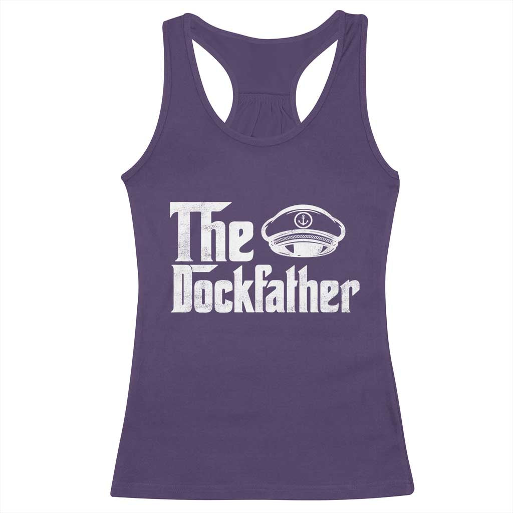 The Dockfather Racerback Tank Top Funny Boat Captain Dad Boating Humor Father's Day TS11 Purple Print Your Wear