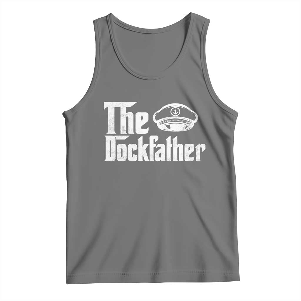 The Dockfather Tank Top Funny Boat Captain Dad Boating Humor Father's Day TS11 Black Heather Print Your Wear