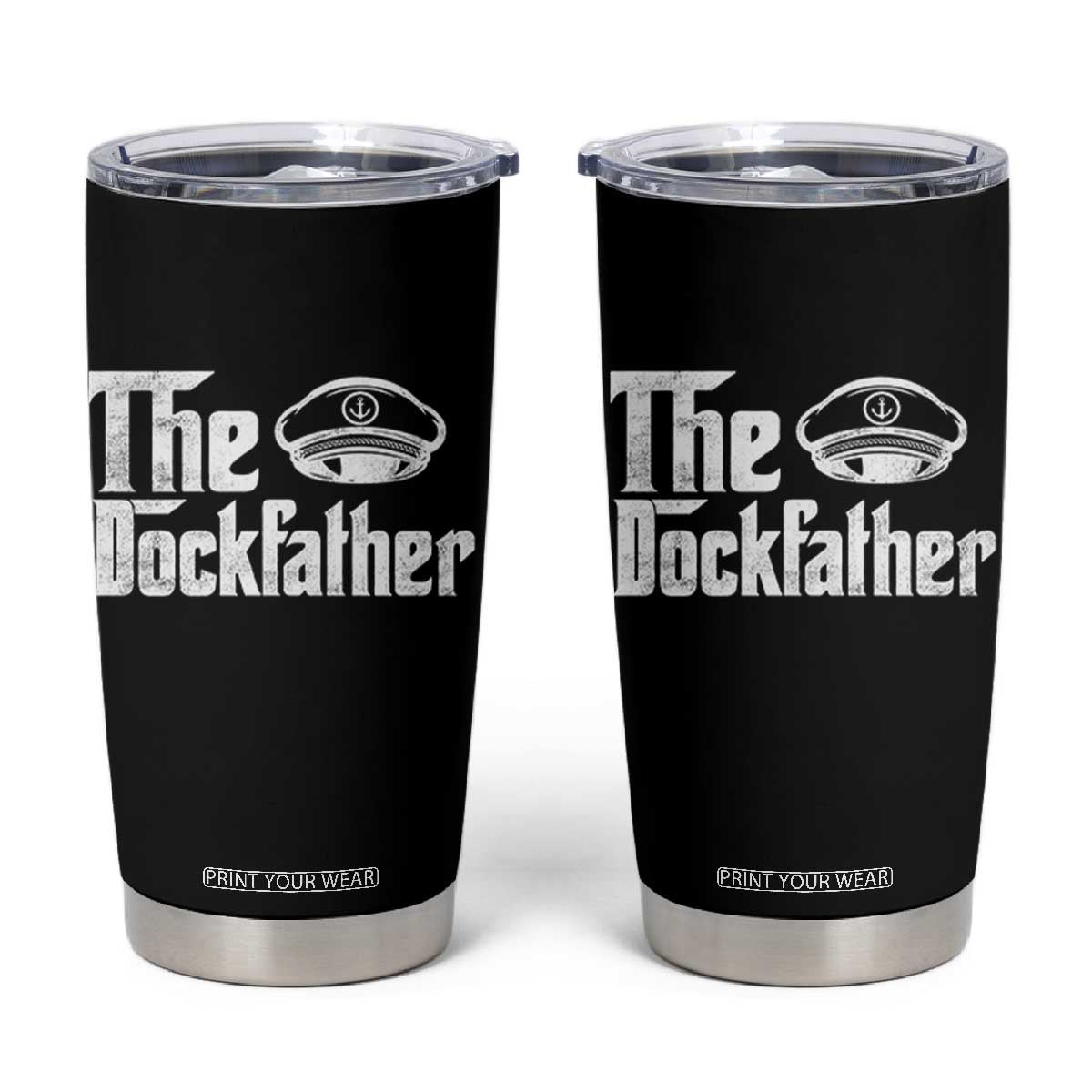 The Dockfather Tumbler Cup Funny Boat Captain Dad Boating Humor Father's Day TS11 Black Print Your Wear