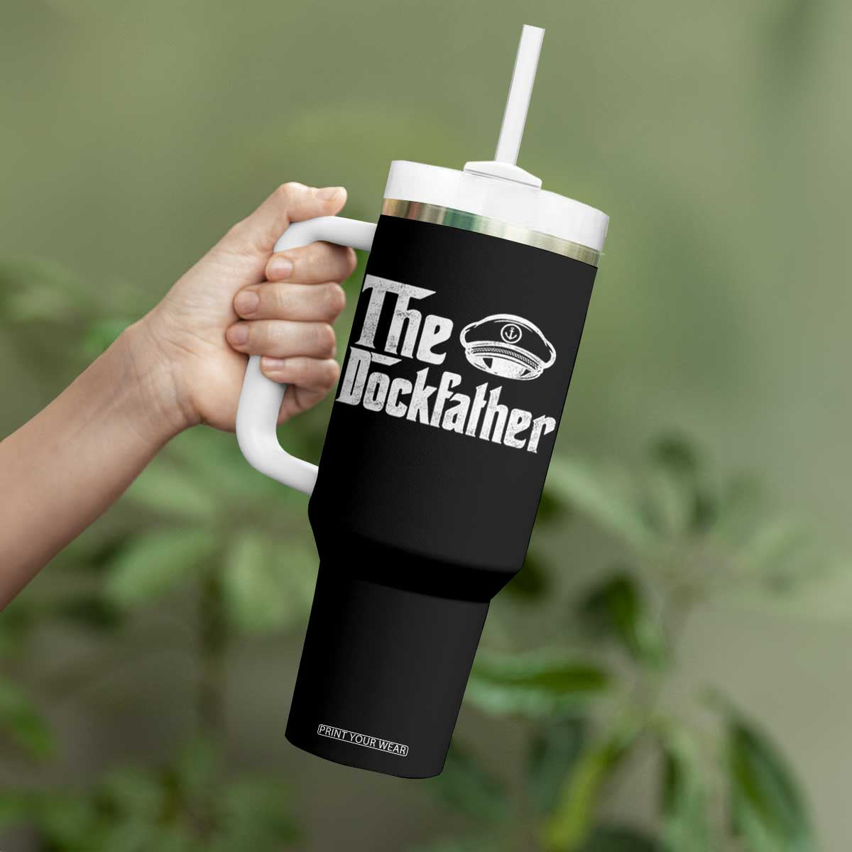 The Dockfather Tumbler With Handle Funny Boat Captain Dad Boating Humor Father's Day TS11 Print Your Wear