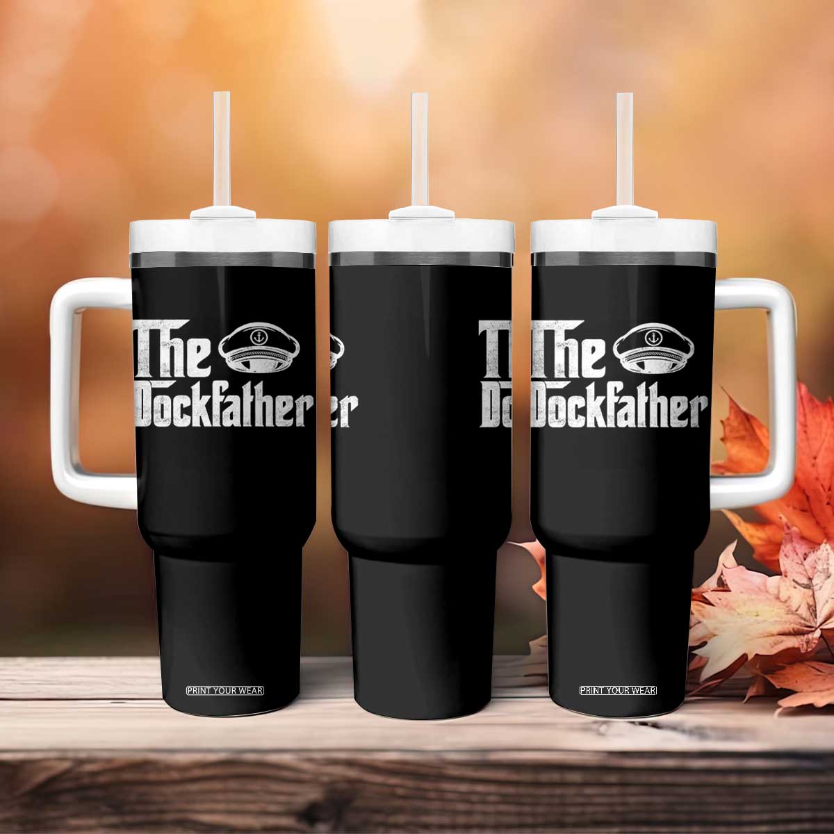 The Dockfather Tumbler With Handle Funny Boat Captain Dad Boating Humor Father's Day TS11 Print Your Wear