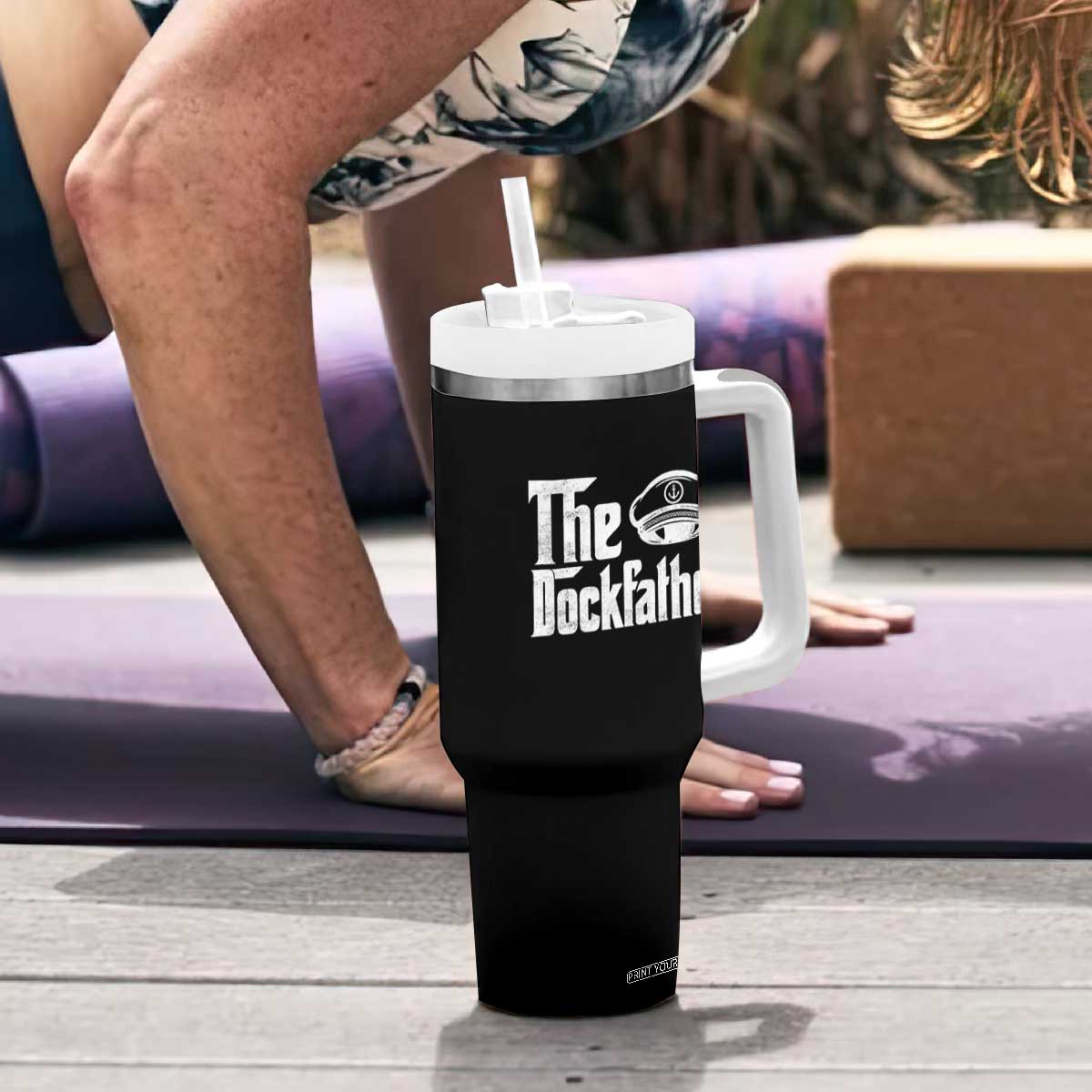 The Dockfather Tumbler With Handle Funny Boat Captain Dad Boating Humor Father's Day TS11 Print Your Wear