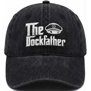 The Dockfather Washed Cotton Baseball Cap Funny Boat Captain Dad Boating Humor Father's Day TS11 Print Your Wear