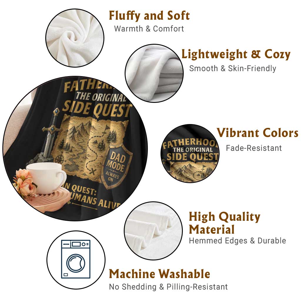 RPG Dad Throw Blanket Fatherhood The Original Side Quest Dad Mode D20 Tabletop Games TS11 Print Your Wear