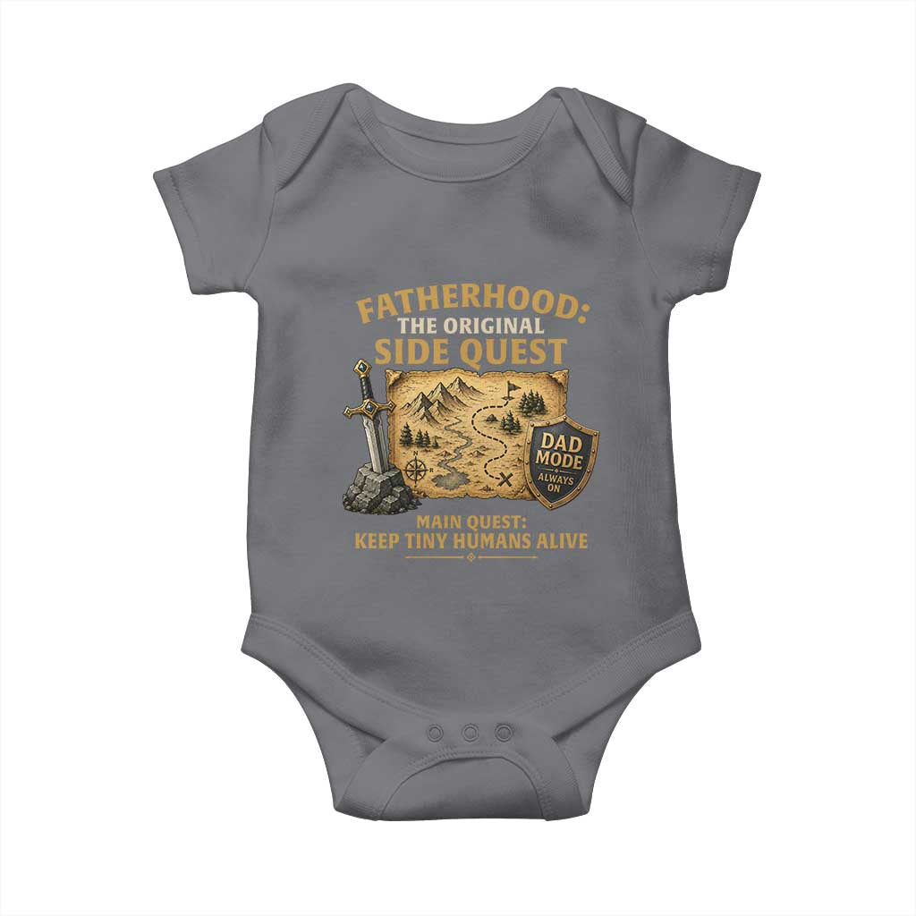 RPG Dad Baby Onesie Fatherhood The Original Side Quest Dad Mode D20 Tabletop Games TS11 Charcoal Print Your Wear
