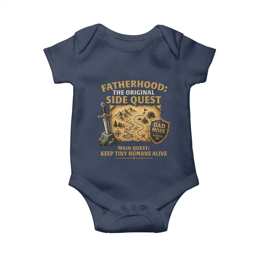RPG Dad Baby Onesie Fatherhood The Original Side Quest Dad Mode D20 Tabletop Games TS11 Navy Print Your Wear