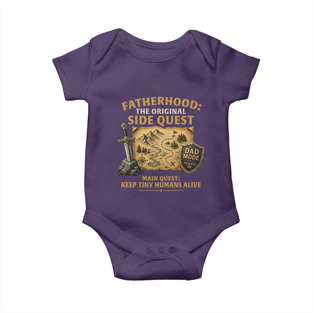 RPG Dad Baby Onesie Fatherhood The Original Side Quest Dad Mode D20 Tabletop Games TS11 Purple Print Your Wear