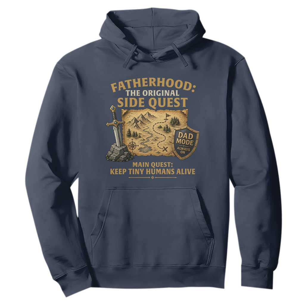 RPG Dad Hoodie Fatherhood The Original Side Quest Dad Mode D20 Tabletop Games TS11 Navy Print Your Wear
