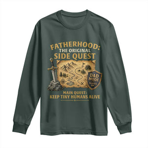 RPG Dad Long Sleeve Shirt Fatherhood The Original Side Quest Dad Mode D20 Tabletop Games TS11 Dark Forest Green Print Your Wear