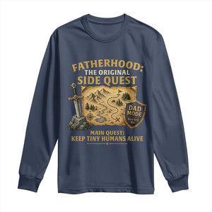 RPG Dad Long Sleeve Shirt Fatherhood The Original Side Quest Dad Mode D20 Tabletop Games TS11 Navy Print Your Wear