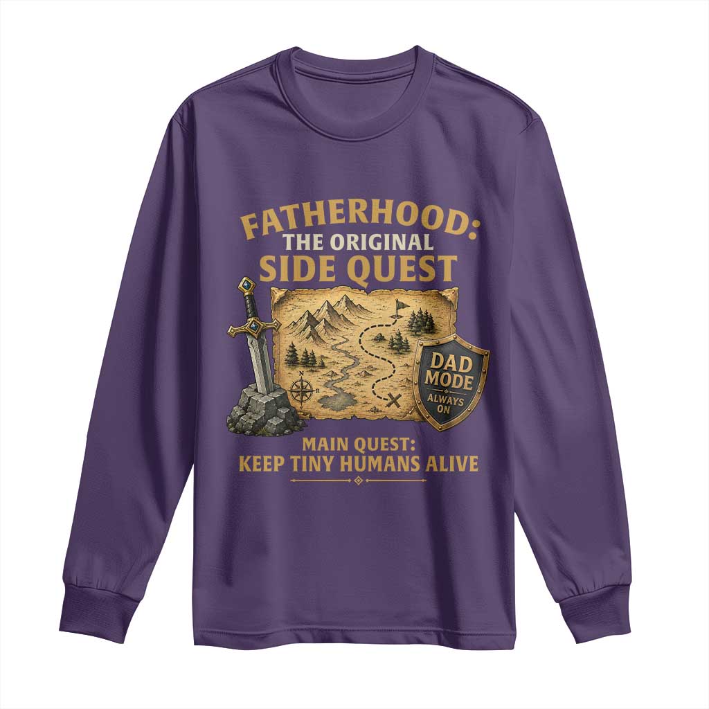 RPG Dad Long Sleeve Shirt Fatherhood The Original Side Quest Dad Mode D20 Tabletop Games TS11 Purple Print Your Wear