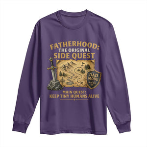 RPG Dad Long Sleeve Shirt Fatherhood The Original Side Quest Dad Mode D20 Tabletop Games TS11 Purple Print Your Wear