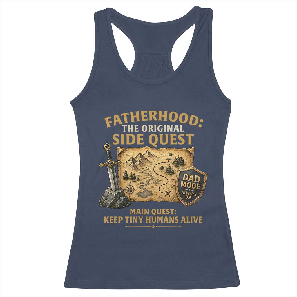 RPG Dad Racerback Tank Top Fatherhood The Original Side Quest Dad Mode D20 Tabletop Games TS11 Navy Print Your Wear