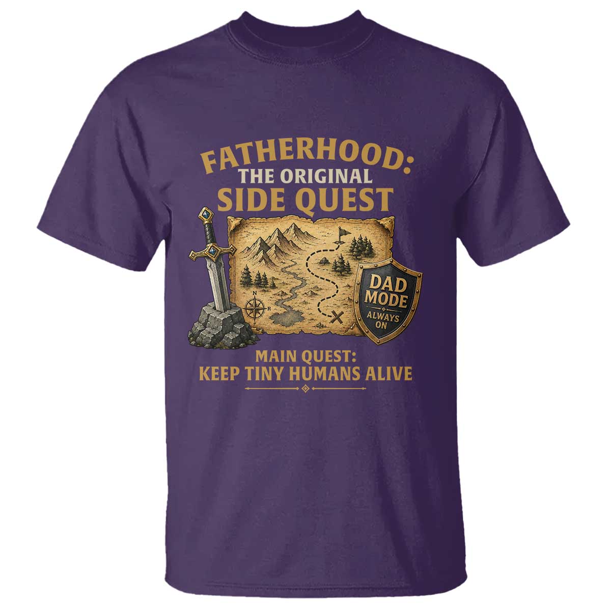 RPG Dad T Shirt Fatherhood The Original Side Quest Dad Mode D20 Tabletop Games TS11 Purple Print Your Wear