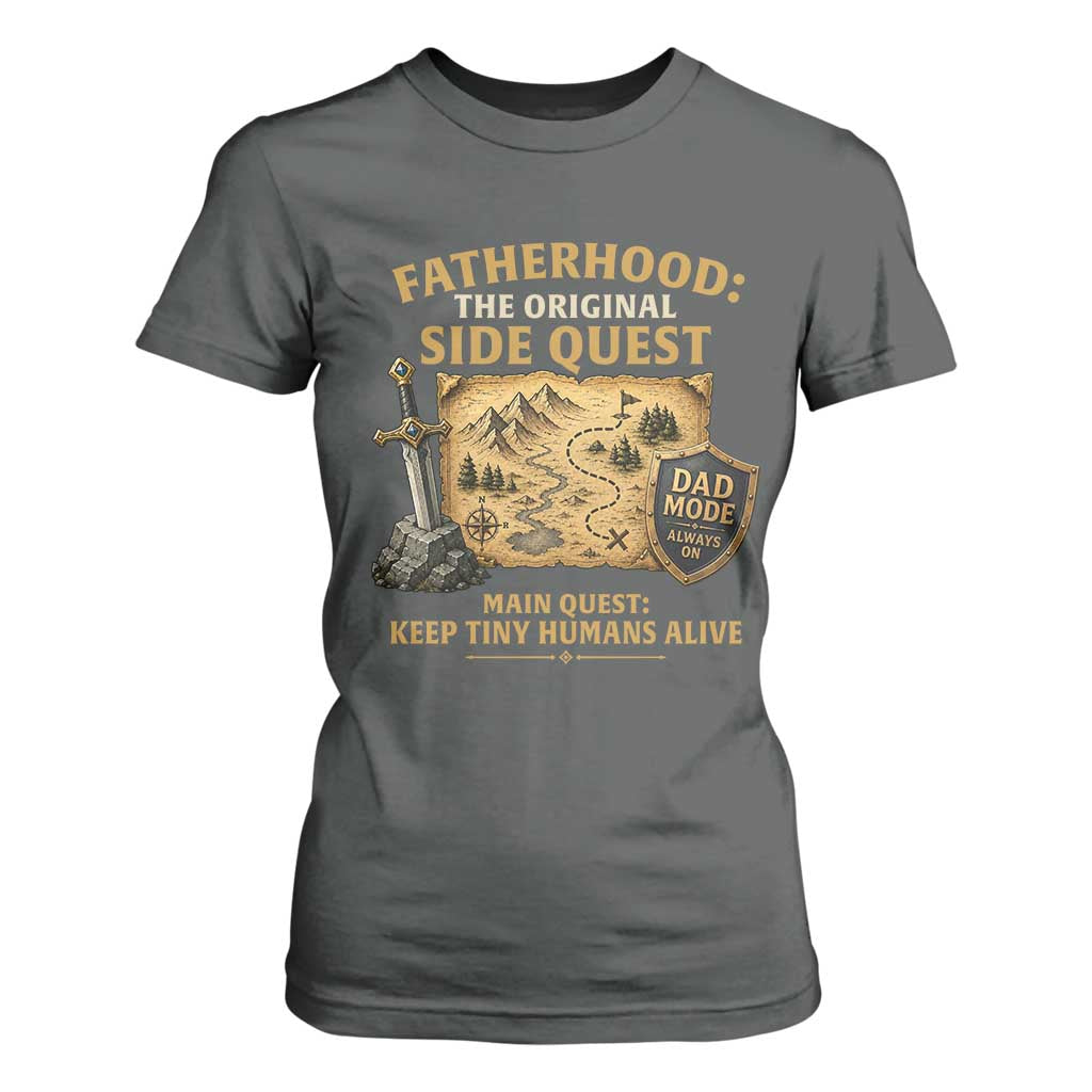 RPG Dad T Shirt For Women Fatherhood The Original Side Quest Dad Mode D20 Tabletop Games TS11 Dark Heather Print Your Wear