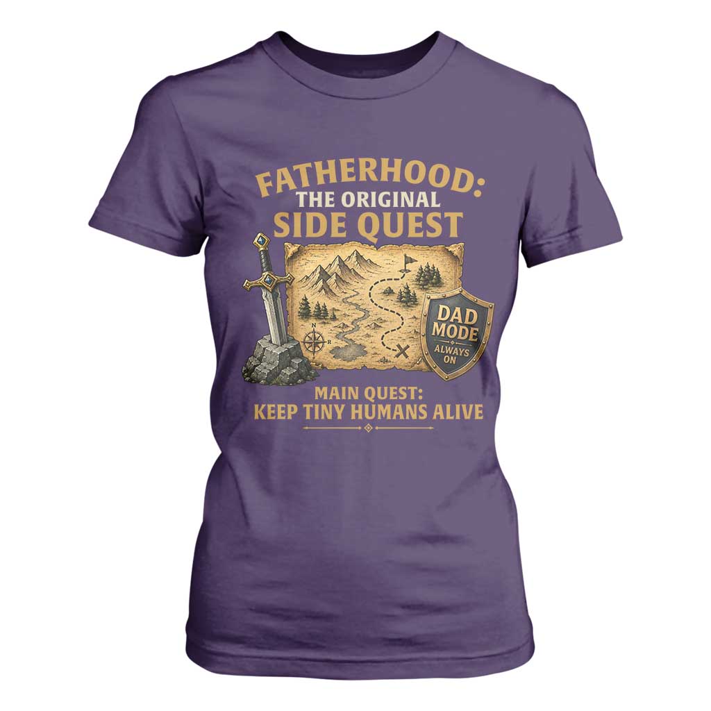RPG Dad T Shirt For Women Fatherhood The Original Side Quest Dad Mode D20 Tabletop Games TS11 Purple Print Your Wear
