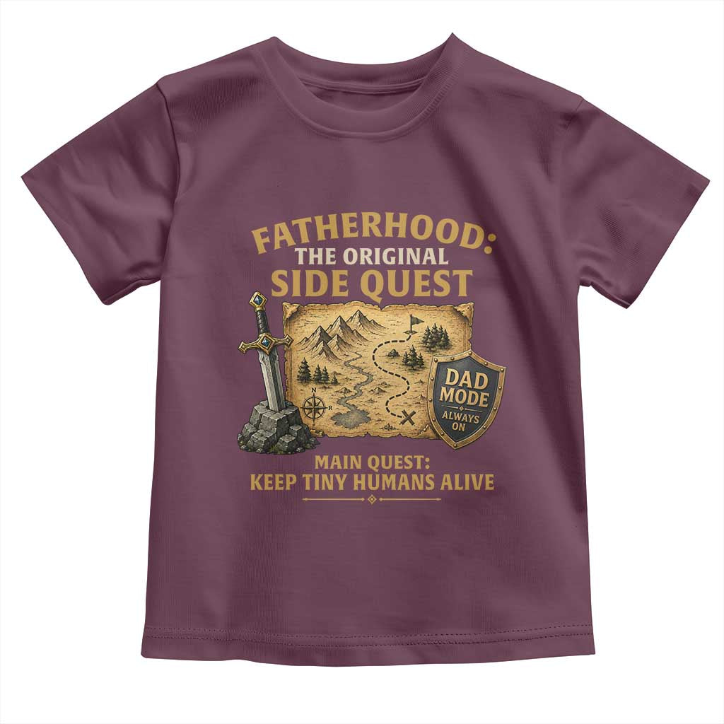 RPG Dad Toddler T Shirt Fatherhood The Original Side Quest Dad Mode D20 Tabletop Games TS11 Maroon Print Your Wear