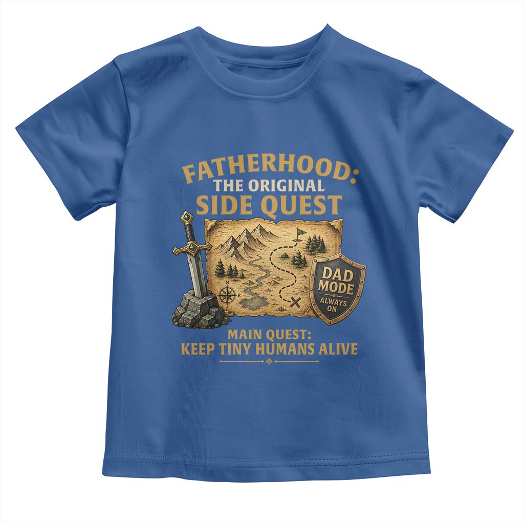RPG Dad Toddler T Shirt Fatherhood The Original Side Quest Dad Mode D20 Tabletop Games TS11 Royal Blue Print Your Wear