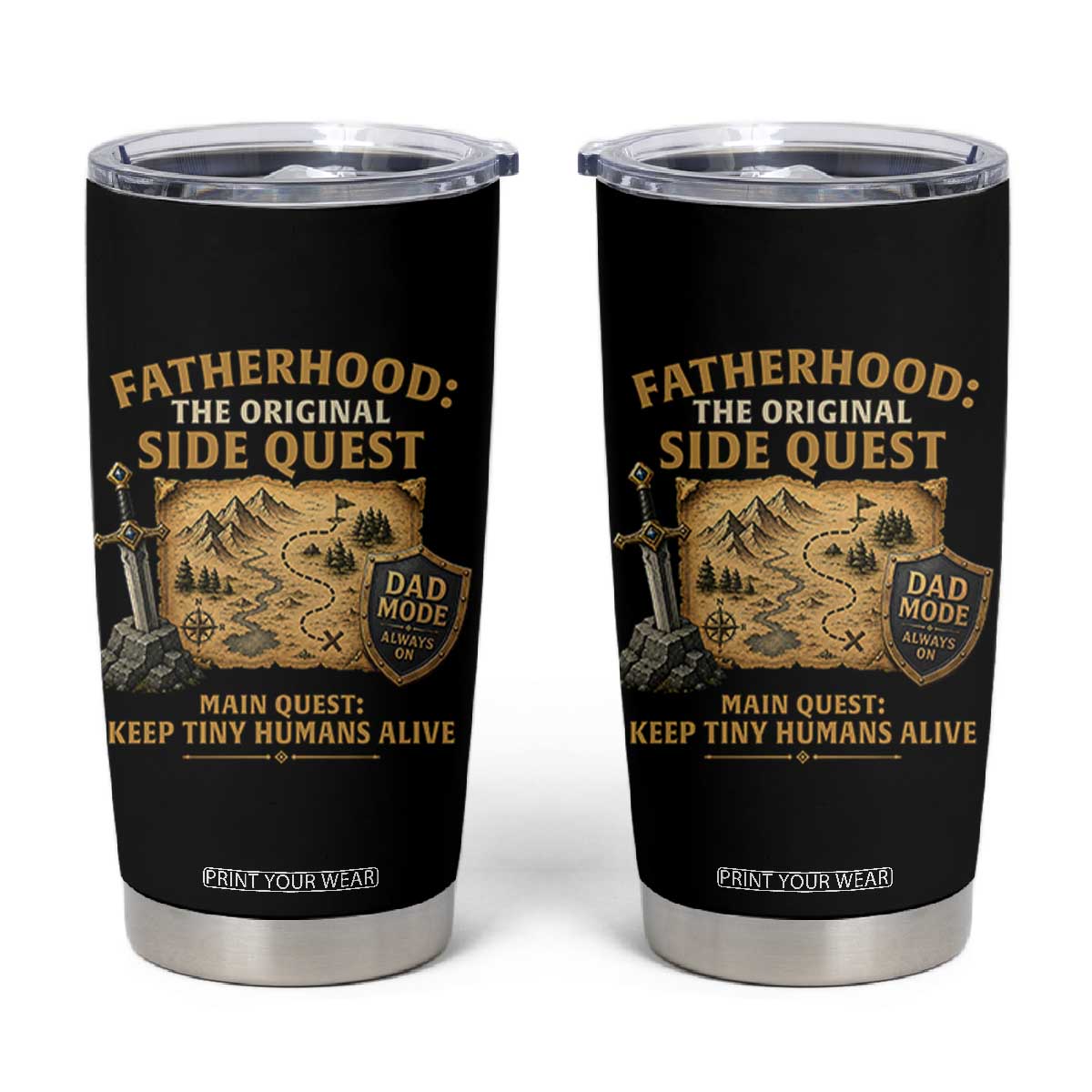 RPG Dad Tumbler Cup Fatherhood The Original Side Quest Dad Mode D20 Tabletop Games TS11 Black Print Your Wear