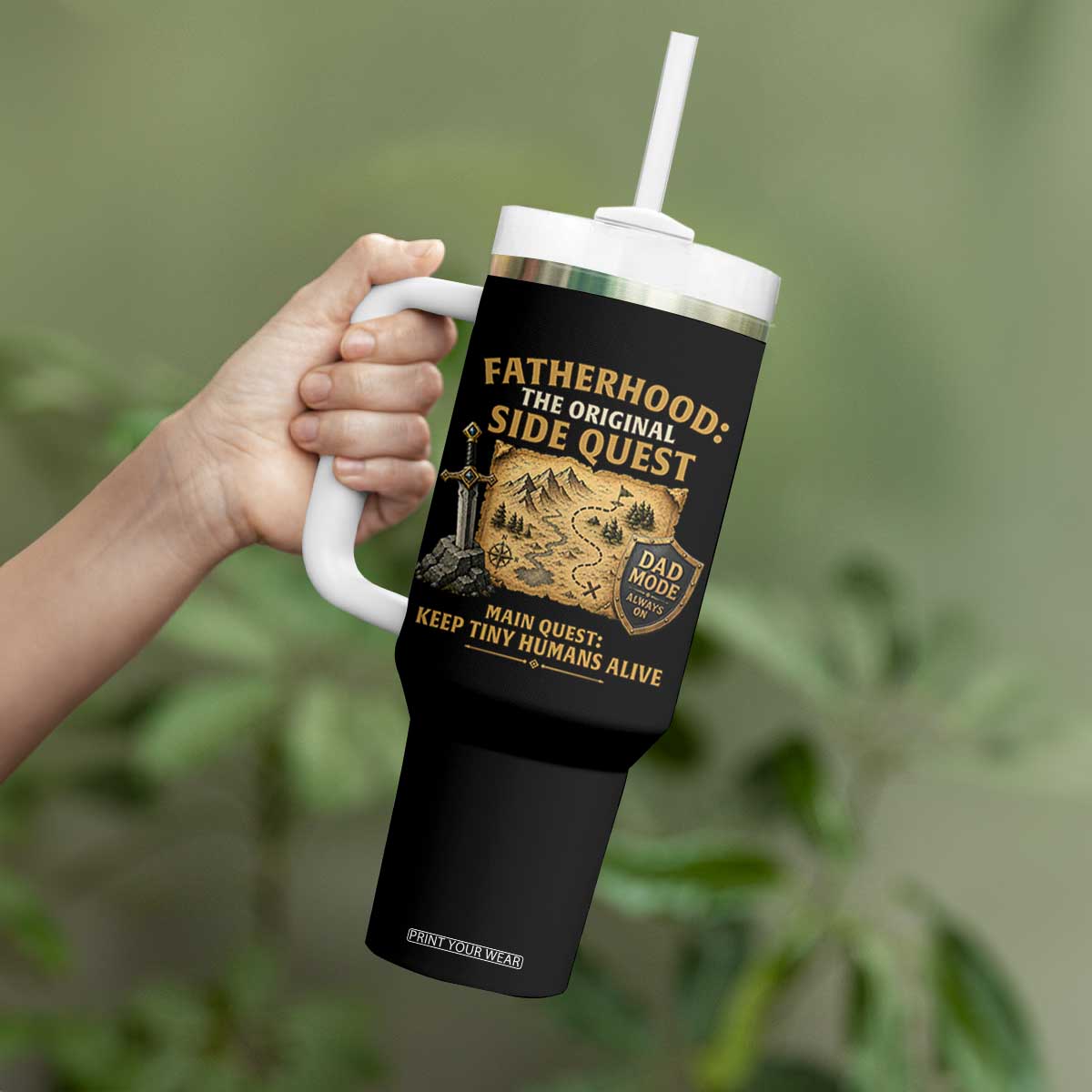 RPG Dad Tumbler With Handle Fatherhood The Original Side Quest Dad Mode D20 Tabletop Games TS11 Print Your Wear