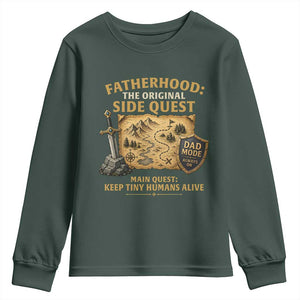 RPG Dad Youth Sweatshirt Fatherhood The Original Side Quest Dad Mode D20 Tabletop Games TS11 Dark Forest Green Print Your Wear