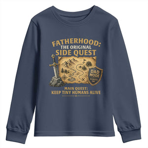 RPG Dad Youth Sweatshirt Fatherhood The Original Side Quest Dad Mode D20 Tabletop Games TS11 Navy Print Your Wear