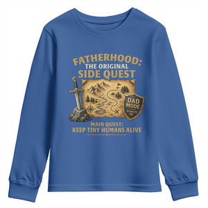 RPG Dad Youth Sweatshirt Fatherhood The Original Side Quest Dad Mode D20 Tabletop Games TS11 Royal Blue Print Your Wear