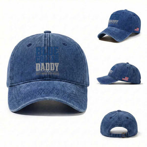Blue Collar Daddy Dirty Hands Busy Nights Washed Cotton Baseball Cap Funny Father's Day Gifts TS11 Washed Cap Universal Fit Royal Blue Print Your Wear
