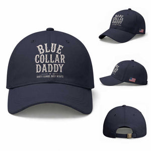 Blue Collar Daddy Dirty Hands Busy Nights Baseball Cap Mechanic Dad Father's Day Gifts TS11 Baseball Cap Universal Fit Navy Print Your Wear