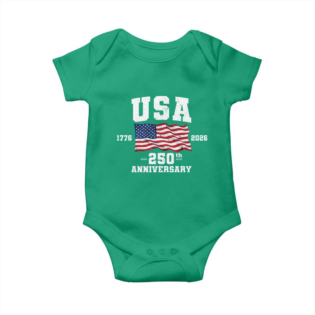 250th Anniversary USA 4th of July America US Flag Patriotic Baby Onesie TS11 Irish Green Print Your Wear