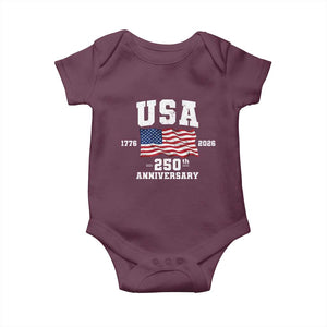 250th Anniversary USA 4th of July America US Flag Patriotic Baby Onesie TS11 Maroon Print Your Wear