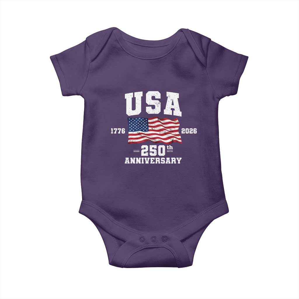 250th Anniversary USA 4th of July America US Flag Patriotic Baby Onesie TS11 Purple Print Your Wear