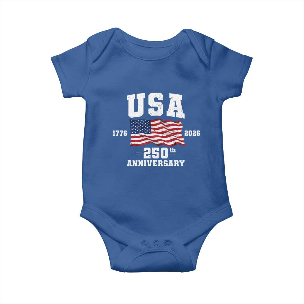 250th Anniversary USA 4th of July America US Flag Patriotic Baby Onesie TS11 Royal Blue Print Your Wear