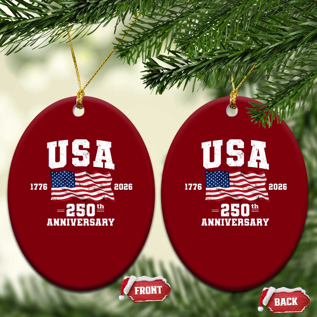 250th Anniversary USA 4th of July America US Flag Patriotic Ceramic Ornament TS11 Print Your Wear