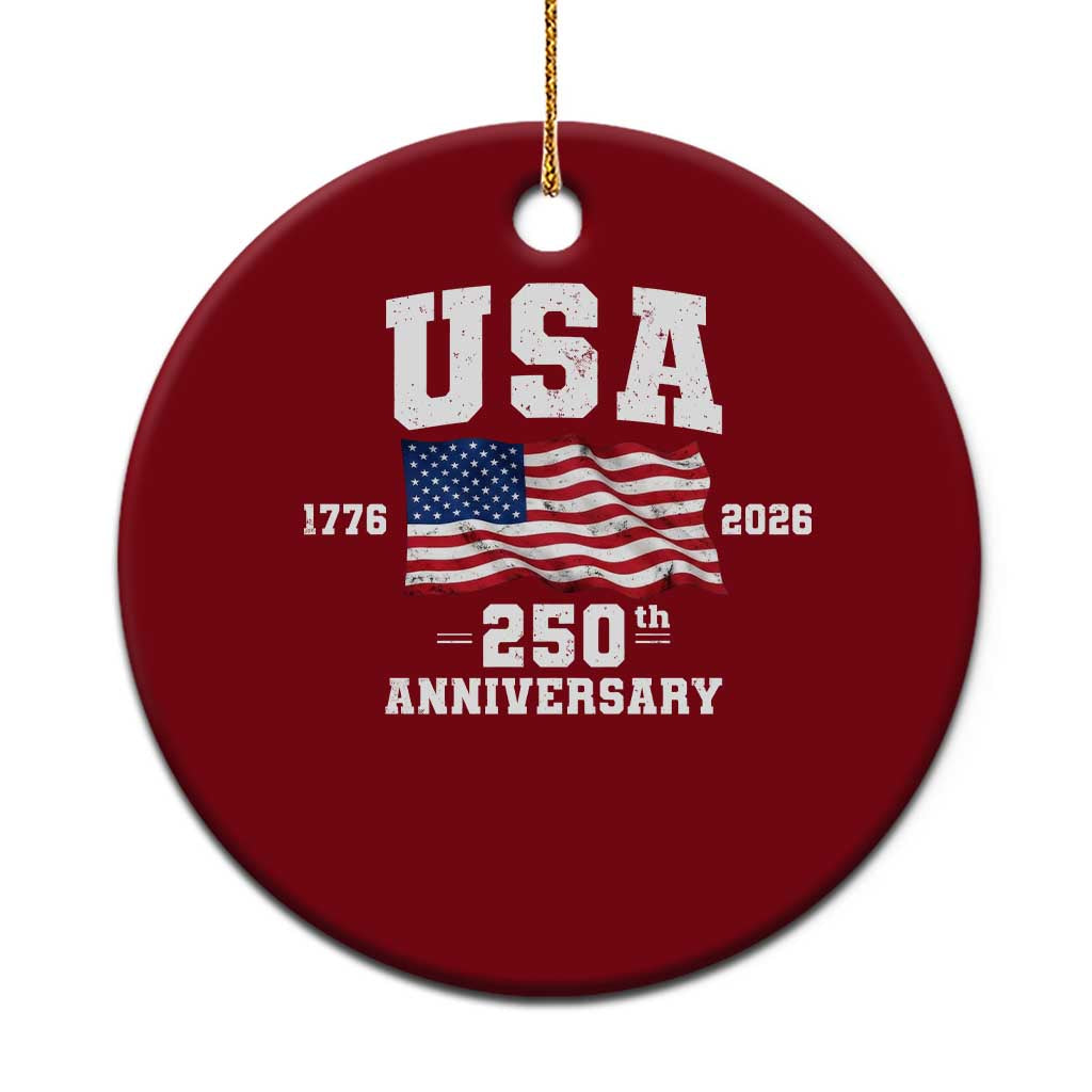 250th Anniversary USA 4th of July America US Flag Patriotic Ceramic Ornament TS11 1pc Red Print Your Wear