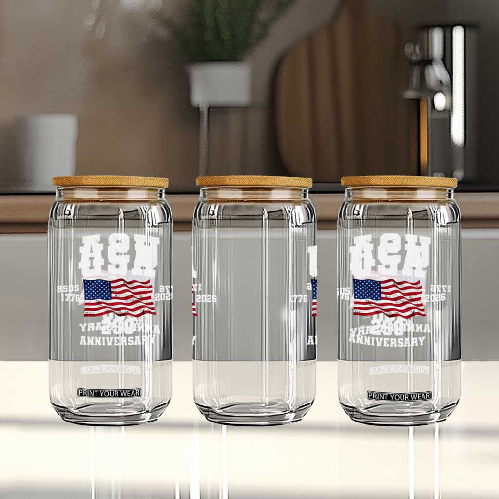 250th Anniversary USA 4th of July America US Flag Patriotic Glass Can TS11 Print Your Wear