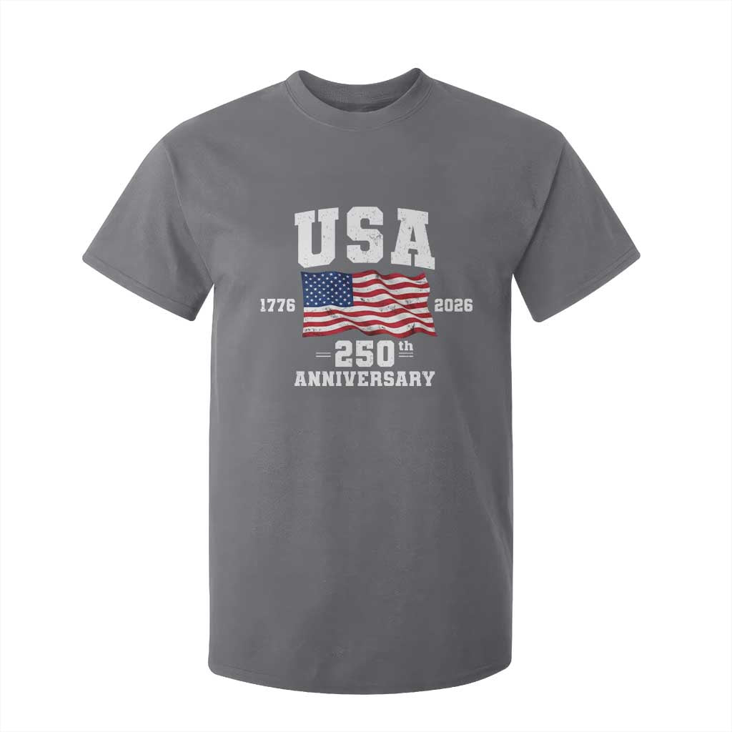 250th Anniversary USA 4th of July America US Flag Patriotic T Shirt For Kid TS11 Charcoal Print Your Wear