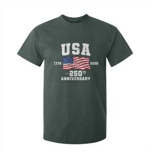 250th Anniversary USA 4th of July America US Flag Patriotic T Shirt For Kid TS11 Dark Forest Green Print Your Wear