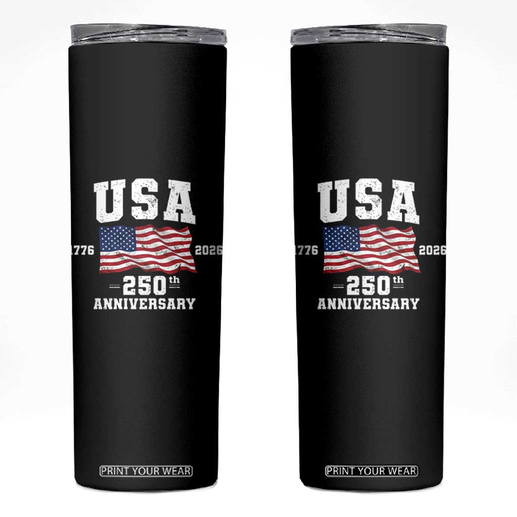 250th Anniversary USA 4th of July America US Flag Patriotic Skinny Tumbler TS11 Black Print Your Wear