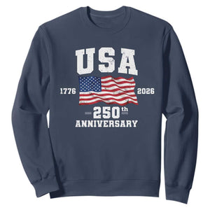 250th Anniversary USA 4th of July America US Flag Patriotic Sweatshirt TS11 Navy Print Your Wear