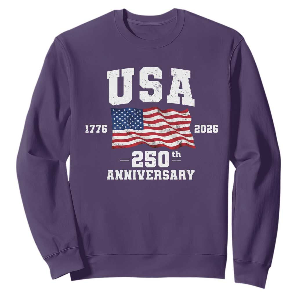 250th Anniversary USA 4th of July America US Flag Patriotic Sweatshirt TS11 Purple Print Your Wear