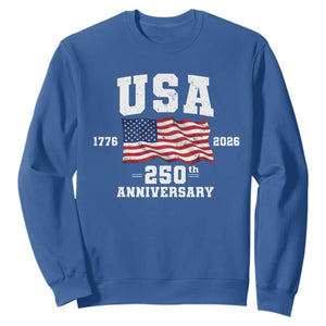 250th Anniversary USA 4th of July America US Flag Patriotic Sweatshirt TS11 Royal Blue Print Your Wear
